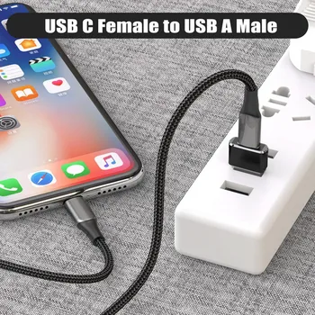 C USB de sex Feminin la Masculin USB Adaptor 2 Pack Tip C la Un Încărcător Cablu Adaptor pentru iPhone 11 12 Mini Pro Max Airpods iPad Samsung