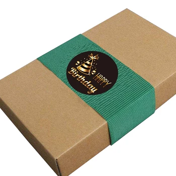 500pcs/rola Rotund Negru Design Fericit Ziua de nastere Sigiliu Autocolante DIY Deco Cadou Autocolant rezistent la apa Eticheta marime mare pentru tort cutie