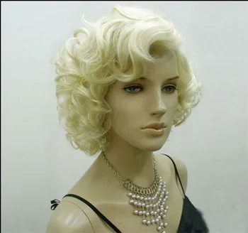 Marilyn Monroe Peruci Scurte Moda Blond Cret Par Sintetic Rezistent La Căldură Peruca Cosplay + Capac De Peruca