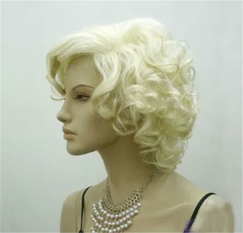 Marilyn Monroe Peruci Scurte Moda Blond Cret Par Sintetic Rezistent La Căldură Peruca Cosplay + Capac De Peruca