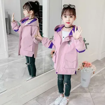 Noua moda de Primavara toamna Fete geaca de îmbrăcăminte pentru copii fata trenci ofițeresc jacheta copii fata paltoane Șanț de Vânt Îmbrăcăminte Violet