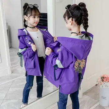 Noua moda de Primavara toamna Fete geaca de îmbrăcăminte pentru copii fata trenci ofițeresc jacheta copii fata paltoane Șanț de Vânt Îmbrăcăminte Violet