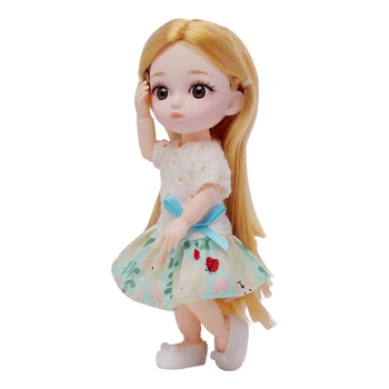 Mini 12 Articulațiilor Baby Doll Parul Lung de Moda Rochie de Până pentru BJD Păpuși Jucărie Acc