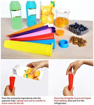 6 BUC Multicolor Silicon Popsicle Forme Durabile de Gheață Matrite Filtru de Înghețată Asortate de Culoare detașabil capac DIY inghetata Matrite