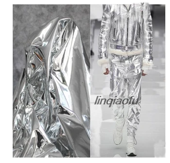 Oglindă de argint din piele imitație de piele piele lăcuită material Dans designer de costume de fundal creative din piele