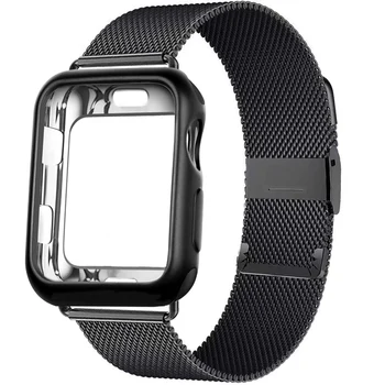 Caz+curea pentru Apple Watch se trupă 44mm 40mm 42mm 38mm oțel inoxidabil Buclă de Metal brățară watchband trupa iWatch seria 6 5 4 3