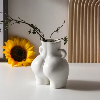Nordic Uman În Formă De Vaza De Flori Uscate Vaza Ceramica, Sculptura Desktop Container De Plante, De Asemenea, Ca Un Suport Pentru Pix Sau Obiecte Mici De Depozitare