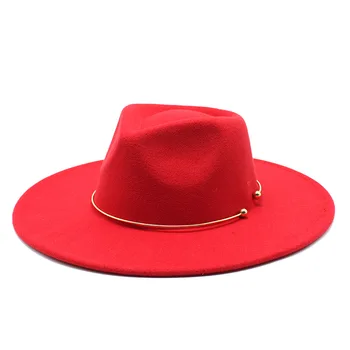 Clasic Femei Barbati 9.5 CM Wide Brim Fedora Pălărie cu Lanț de Iarnă Casual Toamna Pălărie Panama Jazz Capac Trilby Capac en-gros
