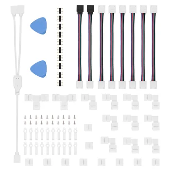 4-Pin RGB LED Strip Conector Set de Accesorii 10mm Solderless Adaptor Conectori pentru 5050 LED-uri Multicolore Benzi LED