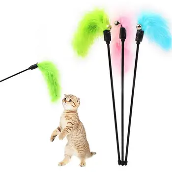 Culoare Aleatorii Amuzant Pisica Stick Jucării Colorate, Pene De Curcan Tachineze Pisica Stick Interactive Pentru Animale De Companie Jucării Pentru Pisica Se Joaca Jucărie Animal De Casă Supplies