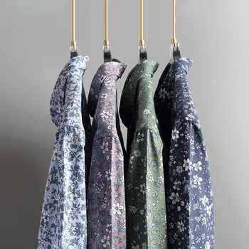 Cămașa cu flori New Sosire din Bumbac Oxford cu Dungi Camasa Carouri Barbati Haine de Moda Tendințele Longsleeve Shirt pentru Barbati Topuri