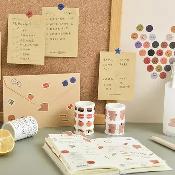 Kawaii Expresie Urs Bandă Washi Decorative Adeziv Dot Bandă de Mascare Autocolante Scrapbooking DIY Banda Papetărie Rechizite Școlare