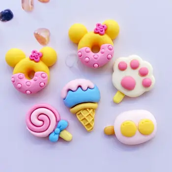 10/20 piese de Kawaii plat bază de rășină de desene animate ice cream grafic bunuri de artizanat DIY decorate telefon mobil caz / frizură E594